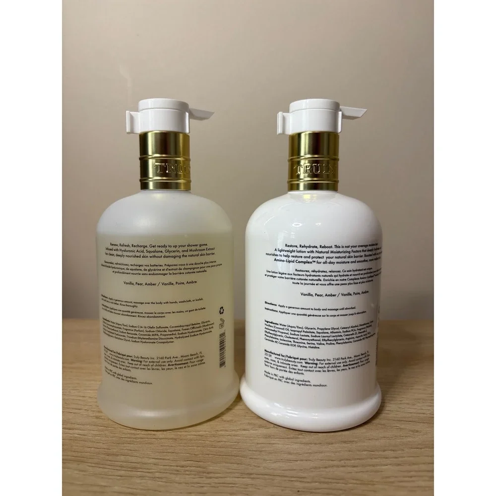 Truly Beauty Vanilla Baby Body Wash and Lotion Set 15oz Duo Hyaluronic Squalane